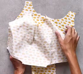 how to sew a super cute summery diy babydoll dress, Inserting the facing into the main bodice