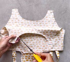 how to sew a super cute summery diy babydoll dress, Snipping the curved neckline