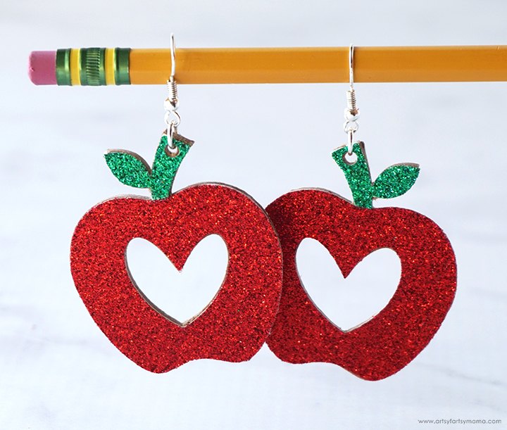 diy teacher apple earrings
