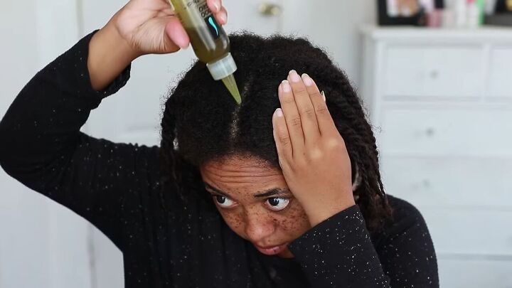 this quick easy wash day routine takes only 10 minutes, Applying hair oil