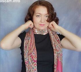 how to style a large silk scarf in 4 different ways, Crossing the scarf at the back