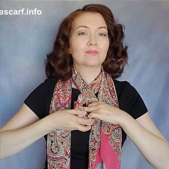 how to style a large silk scarf in 4 different ways, Twisting in the middle
