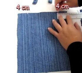 how to make a messenger bag out of an old pair of jeans, Marking the strap placement
