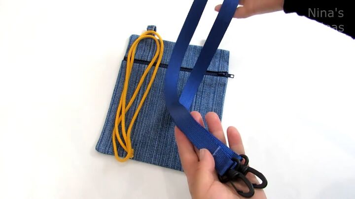 how to make a messenger bag out of an old pair of jeans, Attaching the strap