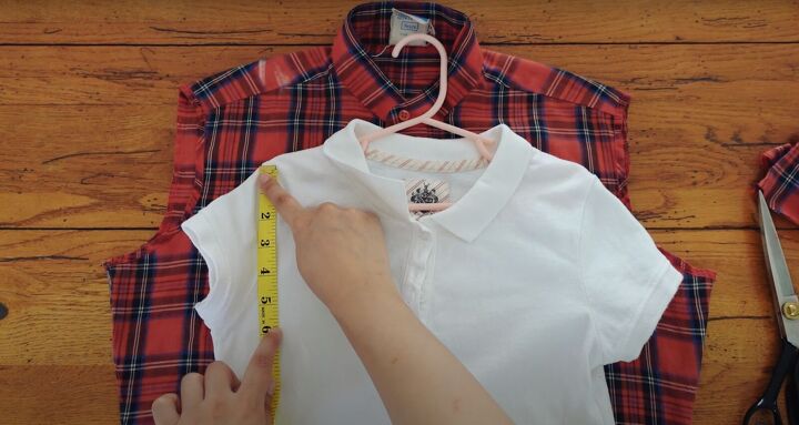how to upcycle a men s shirt into a feminine top, Tracing the armhole