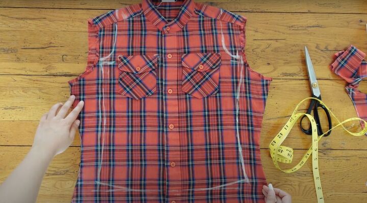 how to upcycle a men s shirt into a feminine top, Marking the other side of the shirt
