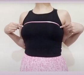 how to make a diy strappy backless top you can tie multiple ways, Measuring the neckline
