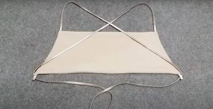 how to make a diy strappy backless top you can tie multiple ways, Tying the backless top in a criss cross style