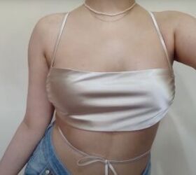 how to make a diy strappy backless top you can tie multiple ways, DIY backless top