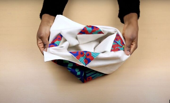 how to sew a diy origami tote bag in 5 simple steps, Inside the origami tote bag