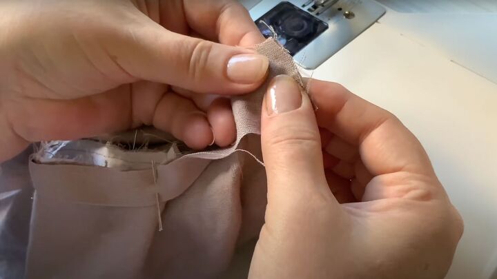 how to sew an a line dress with pockets in a few simple steps, Matching up the short edges