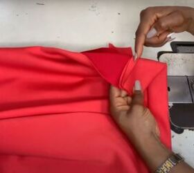 how to make a pencil skirt with a front slit, Pushing the seam allowance down