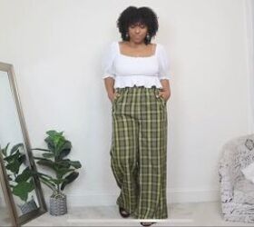 4 cute wide leg pants outfit ideas that are perfect for summer, Plaid wide leg pants outfit