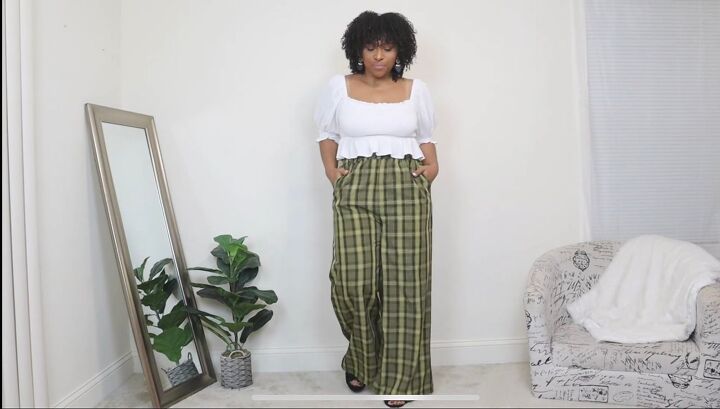 4 cute wide leg pants outfit ideas that are perfect for summer, Plaid wide leg pants outfit