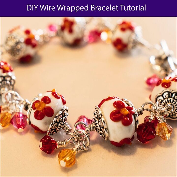 memory wire necklace tutorial make a statement, Wire Wrapped Orange and Red Bracelet Tutorial