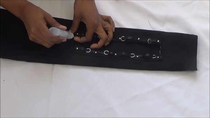make your own trendy lace up pants, Using fray check along unsewn edges of pants