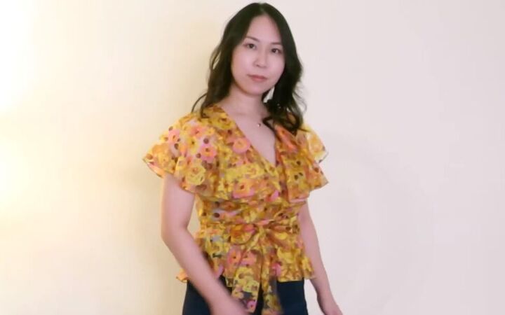 6 expert tips for sewing with sheer fabric, Sewn wrap top in sheer fabric