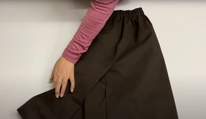 how to sew a long skirt with an elastic waist back slit, How to make a long skirt