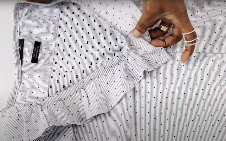 how to turn a men s shirt into a cute top in a few simple steps, Clean finished neckline