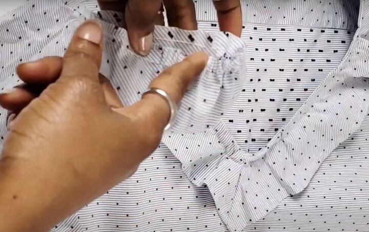 how to turn a men s shirt into a cute top in a few simple steps, Attaching the sleeves to the top