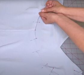 how to sew a diy open back strappy dress for summer, Pinning the open edge