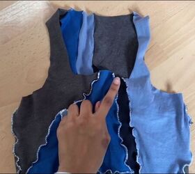 how to make a cute patchwork crop top out of fabric scraps, Finishing the raw edges