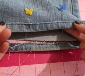 how to hem flared jeans keep the original hem, Re pinning the hem