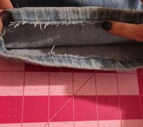 how to hem flared jeans keep the original hem, Frayed edge tucked inside