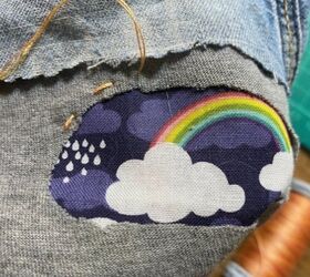 visible mending reverse applique patches for jeans, Photo Upcycle My Stuff