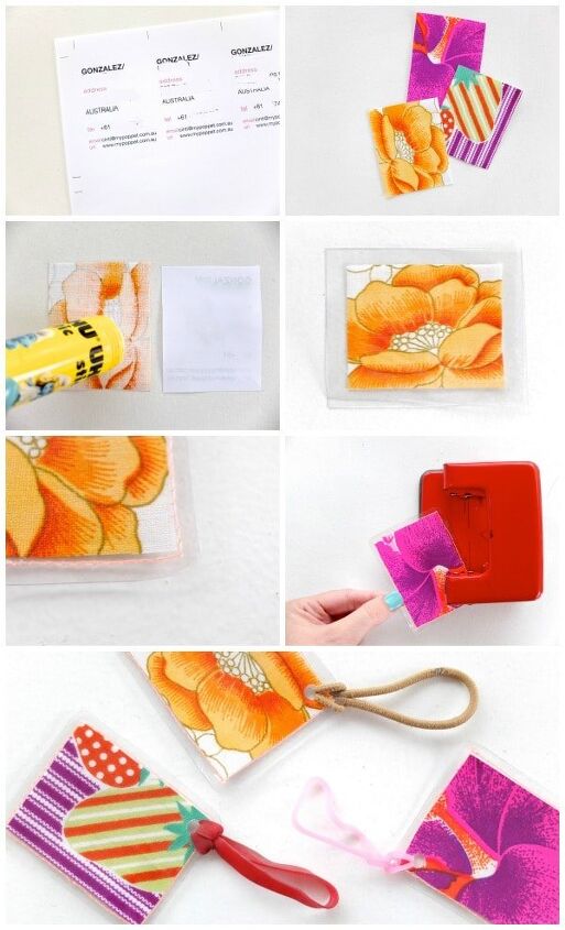 how to fabric scrap luggage tags