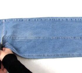 how to make a purse out of jeans you can wear 3 ways, Cutting up the jeans