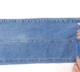 how to make a purse out of jeans you can wear 3 ways, Folding and ironing the denim