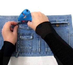 how to make a purse out of jeans you can wear 3 ways, Adding pockets to the DIY bag