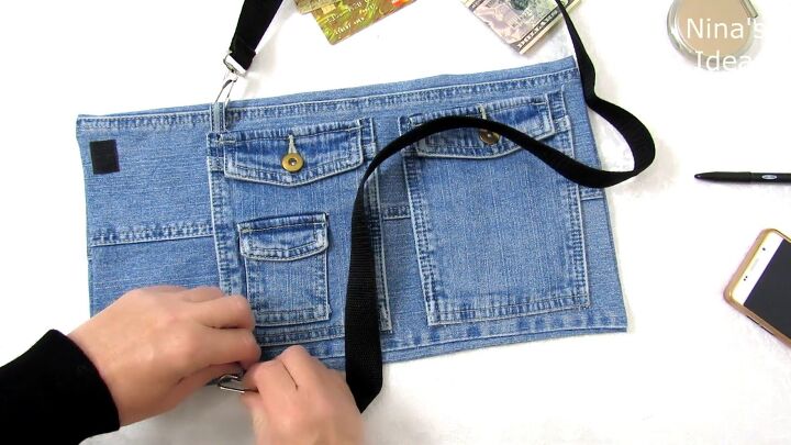 how to make a purse out of jeans you can wear 3 ways, Adding a crossbody strap
