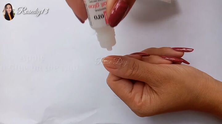 how to make diy plastic nails out of a soda bottle, Applying nail glue