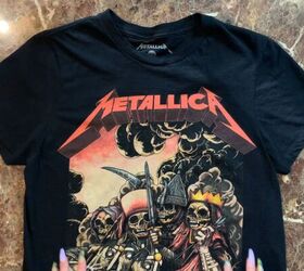 how to make a diy o ring crop top out of a band t shirt, Metallica t shirt for the DIY