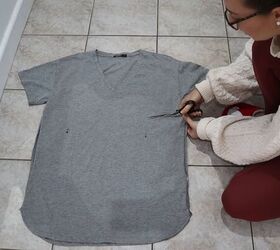 how to make a dress out of a t shirt without sewing or using glue, Cutting the t shirt