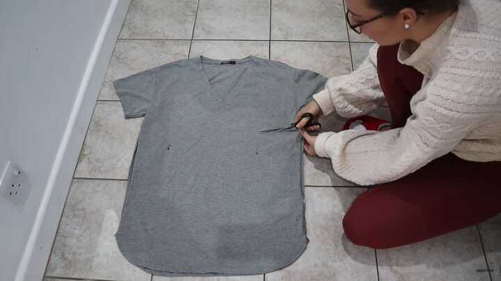 how to make a dress out of a t shirt without sewing or using glue, Cutting the t shirt