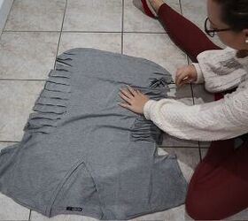 how to make a dress out of a t shirt without sewing or using glue, Pulling on the strips