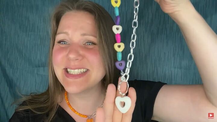 how to make a cute diy half chain half bead necklace, Half bead half chain necklace