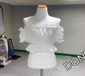 how to make an off the shoulder summer ruffle crop top, Off shoulder white top