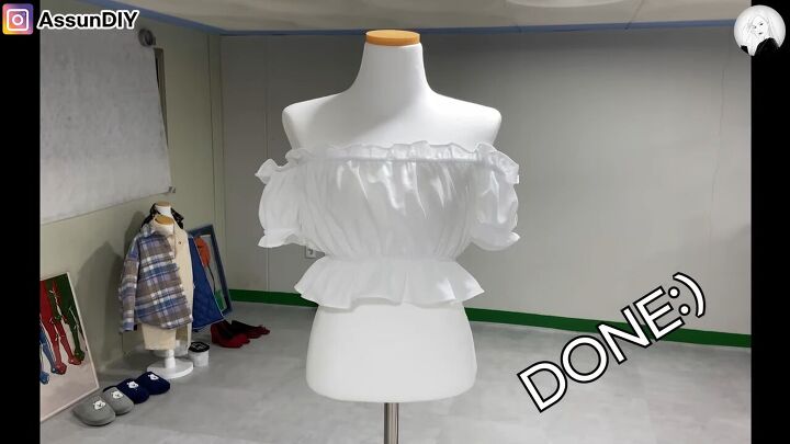 how to make an off the shoulder summer ruffle crop top, Off shoulder white top