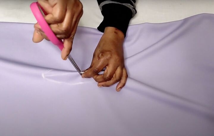 how to make a waterfall jacket for a finishing touch to any outfit, Cutting the armholes