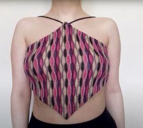how to make a trendy crochet top without crocheting, Backless halter neck top