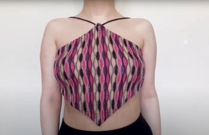 how to make a trendy crochet top without crocheting, Backless halter neck top