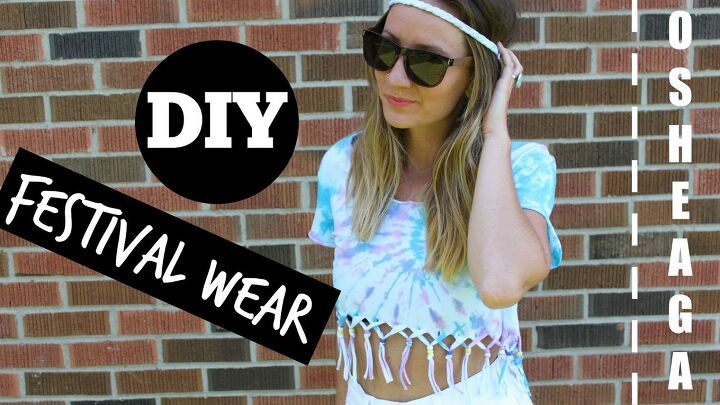 how to make a diy festival outfit with tie dye fringe beads, DIY festival outfit