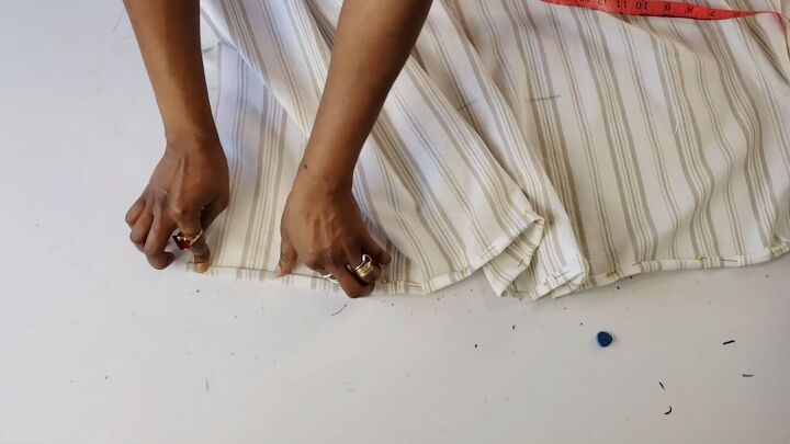 how to make a cute diy shirred maxi dress for the summer, Hemming the top edge