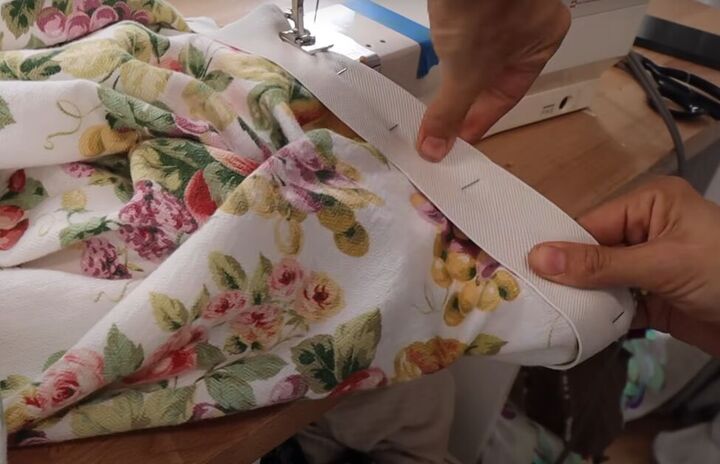 how to make a skirt out of a tablecloth in 3 simple steps, Sewing the elastic waistband