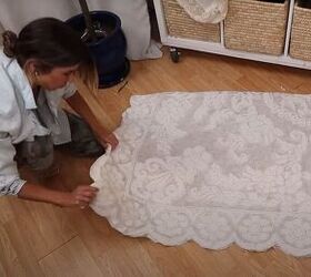 how you can make a sexy lace diy tablecloth dress, Cutting the tablecloth