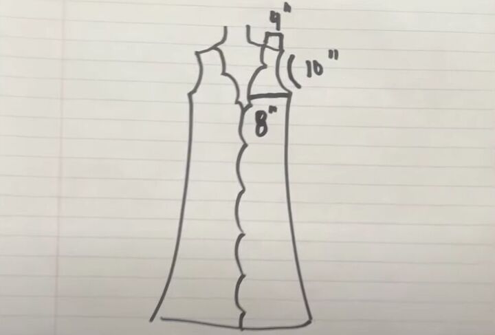 how you can make a sexy lace diy tablecloth dress, Rough tablecloth dress sketch